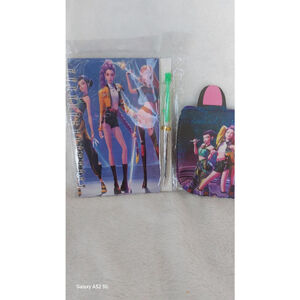 KPop Demon Hunters Purple & Pink Anime Notebook & Pouch Set